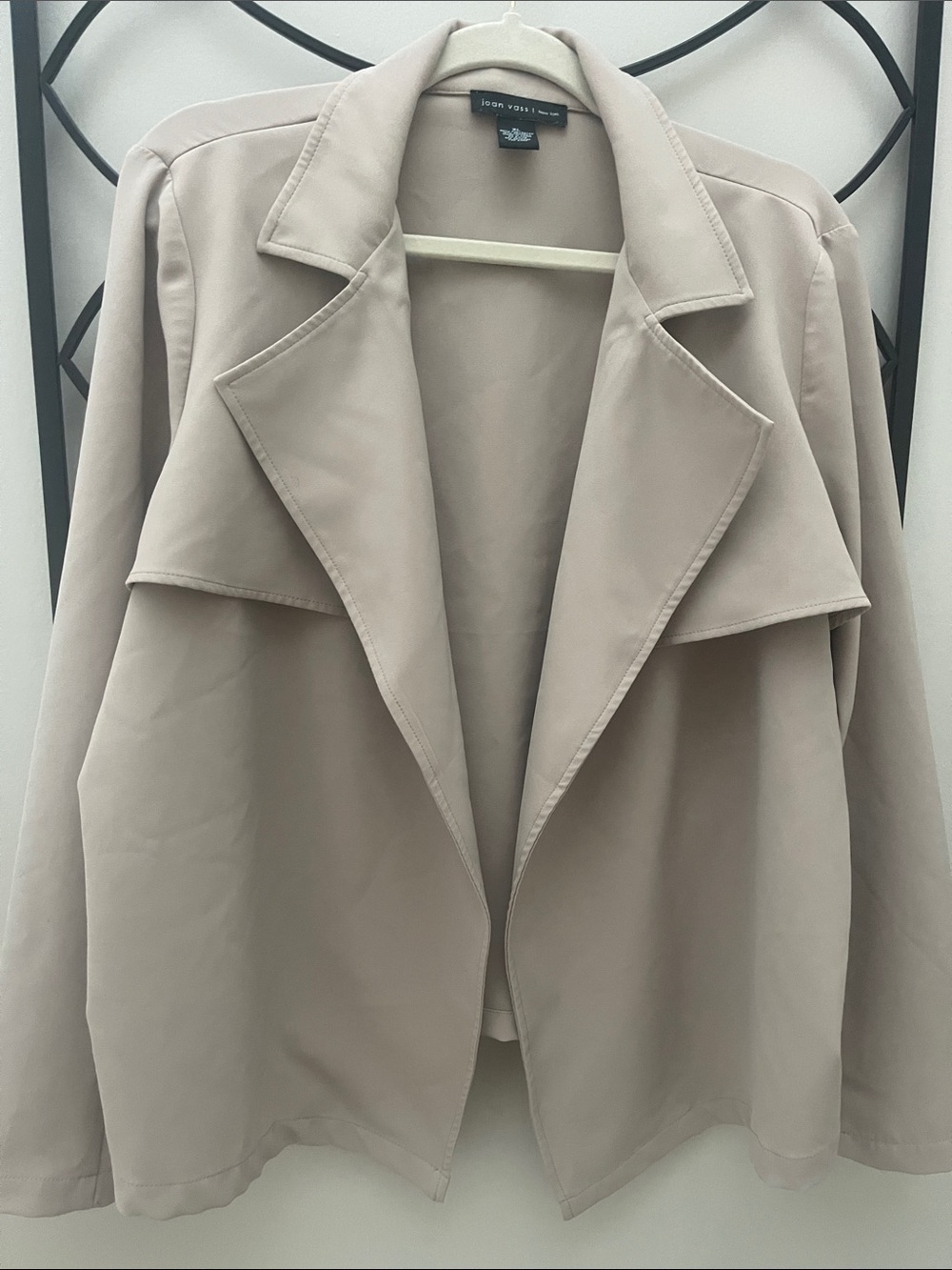 Joan Vass Soft Taupe Draped Open-Front Blazer